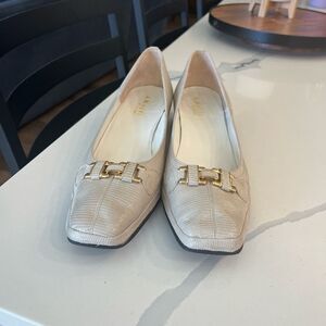 Amalfi By Rangoni Womens Shoes Leather Snakeskin Print Beige Loafers‎ Size 9M